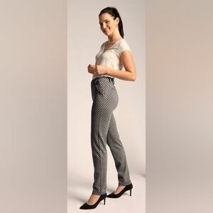 Betabrand B +W Catstooth Print Straight Leg Stretch Pants NWOT